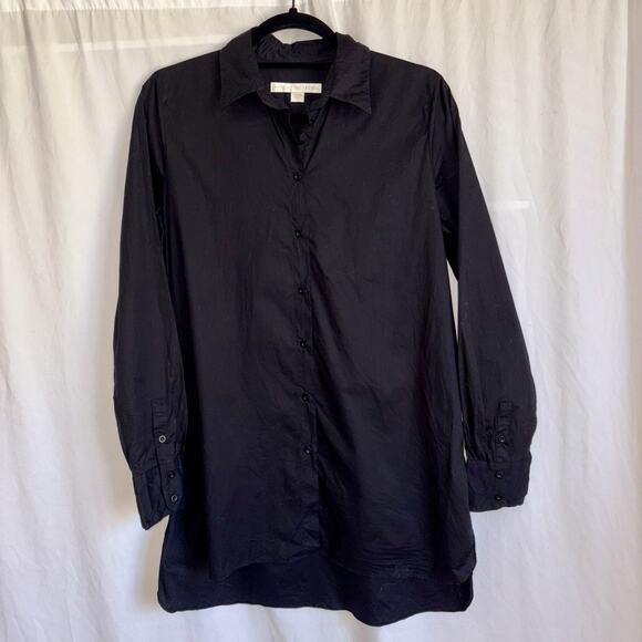 Boston Proper Black Poplin Blouse Tunic Women's Size 8 EUC - Picture 1 of 10
